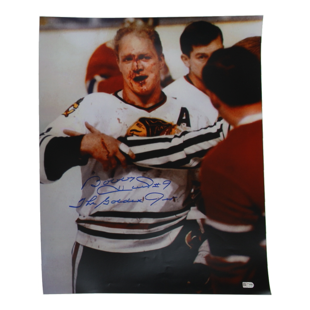 Bobby Hull signed Blackhawks 16x20 Photo Inscribed "The Golden Jet" (Fanatics) at PristineAuction.com Bobby Hull signed Blackhawks 16x20 Photo Inscribed "The Golden Jet" (Fanatics) at PristineAuction.com