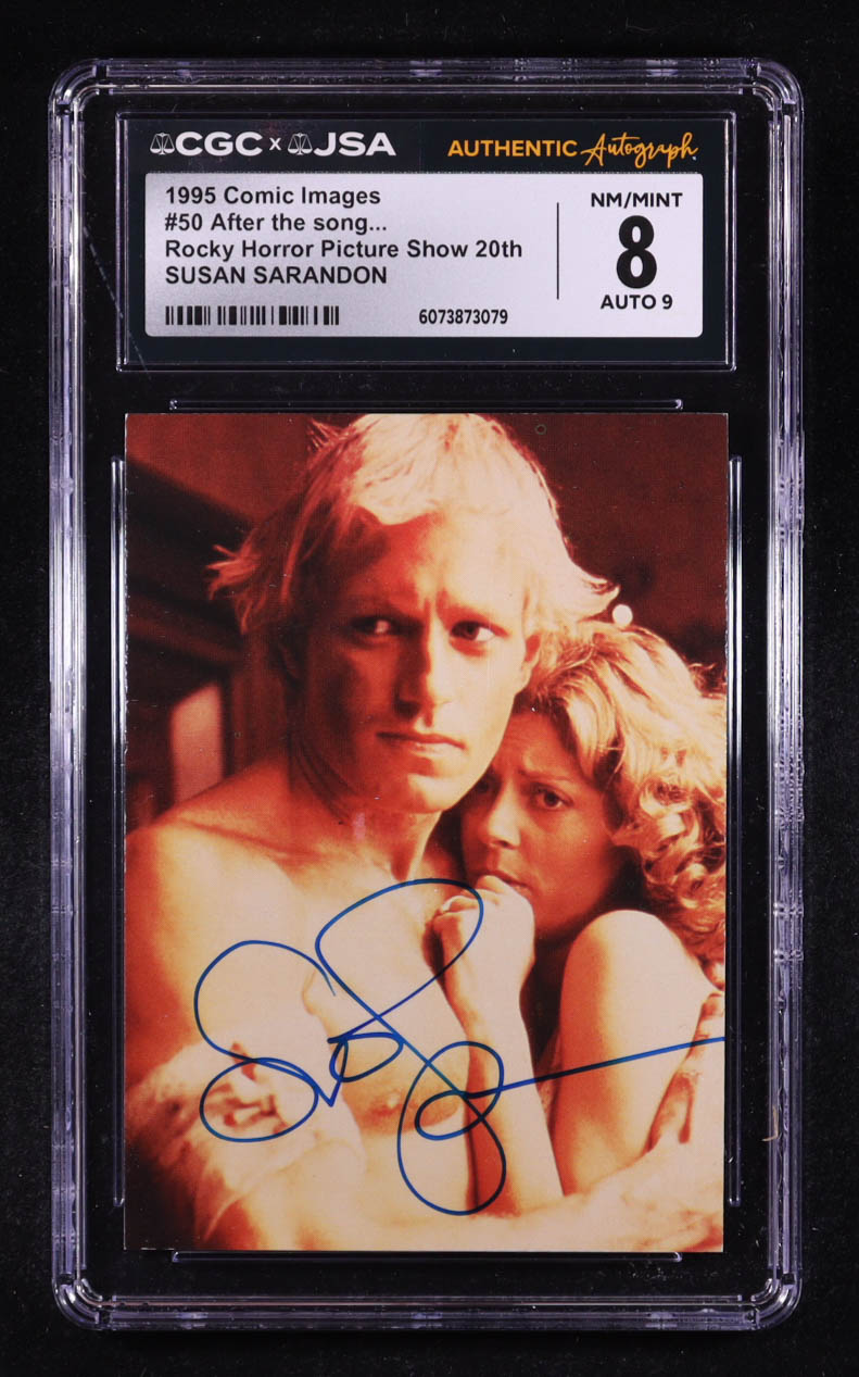 Susan Sarandon Signed 1995 Cosmic Images Rocky Horror Picture Show 20th After the song... #50 (CGC 8 | Autograph Graded CGC 9) at PristineAuction.com Susan Sarandon Signed 1995 Cosmic Images Rocky Horror Picture Show 20th After the song... #50 (CGC 8 | Autograph Graded CGC 9) at PristineAuction.com