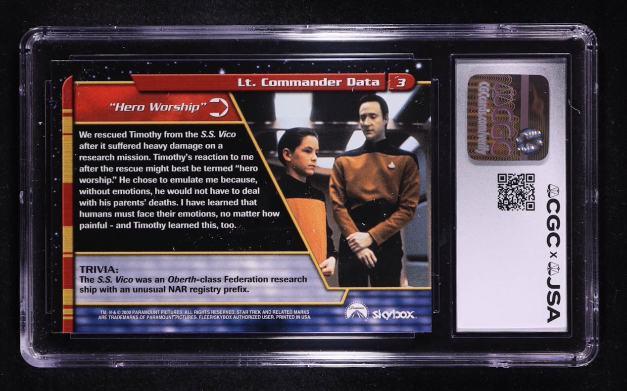 Brent Spiner Signed 2000 Lt. Commander Data Star Trek TNG Profiles Skybox #3 (CGC | Autograph Graded CGC 8) at PristineAuction.com Brent Spiner Signed 2000 Lt. Commander Data Star Trek TNG Profiles Skybox #3 (CGC | Autograph Graded CGC 8) at PristineAuction.com