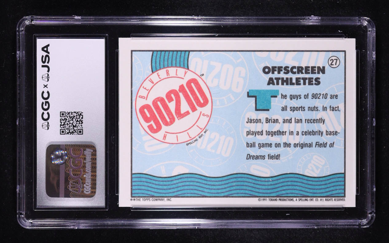 Ian Ziering / B. Green Signed 1991 Topps Beverly Hills 90210 Offscreen Athletes #27 (CGC 8.5 | Autograph Graded CGC 9) at PristineAuction.com Ian Ziering / B. Green Signed 1991 Topps Beverly Hills 90210 Offscreen Athletes #27 (CGC 8.5 | Autograph Graded CGC 9) at PristineAuction.com