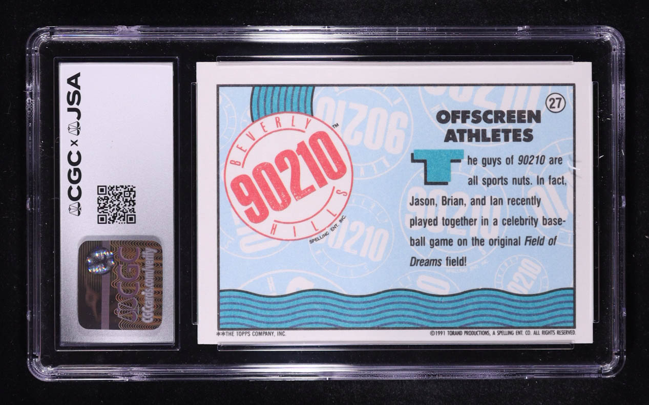 Ian Ziering / B. Green Signed 1991 Topps Beverly Hills 90210 Offscreen Athletes #27 (CGC 8 | Autograph Graded CGC 10) at PristineAuction.com Ian Ziering / B. Green Signed 1991 Topps Beverly Hills 90210 Offscreen Athletes #27 (CGC 8 | Autograph Graded CGC 10) at PristineAuction.com