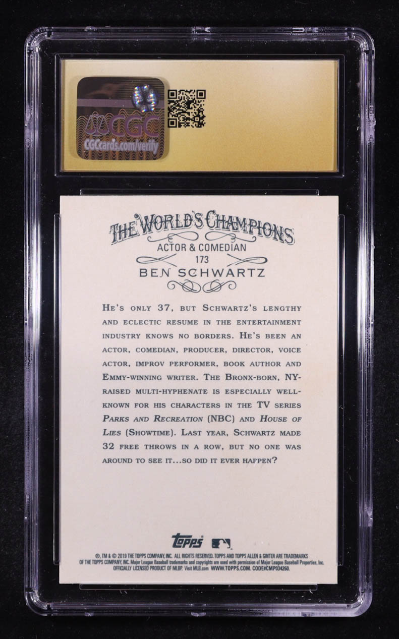 Ben Schwartz Signed 2019 Topps Allen & Ginter #173 (CGC Black Pristine Label 10 | Autograph Graded CGC 10) at PristineAuction.com Ben Schwartz Signed 2019 Topps Allen & Ginter #173 (CGC Black Pristine Label 10 | Autograph Graded CGC 10) at PristineAuction.com