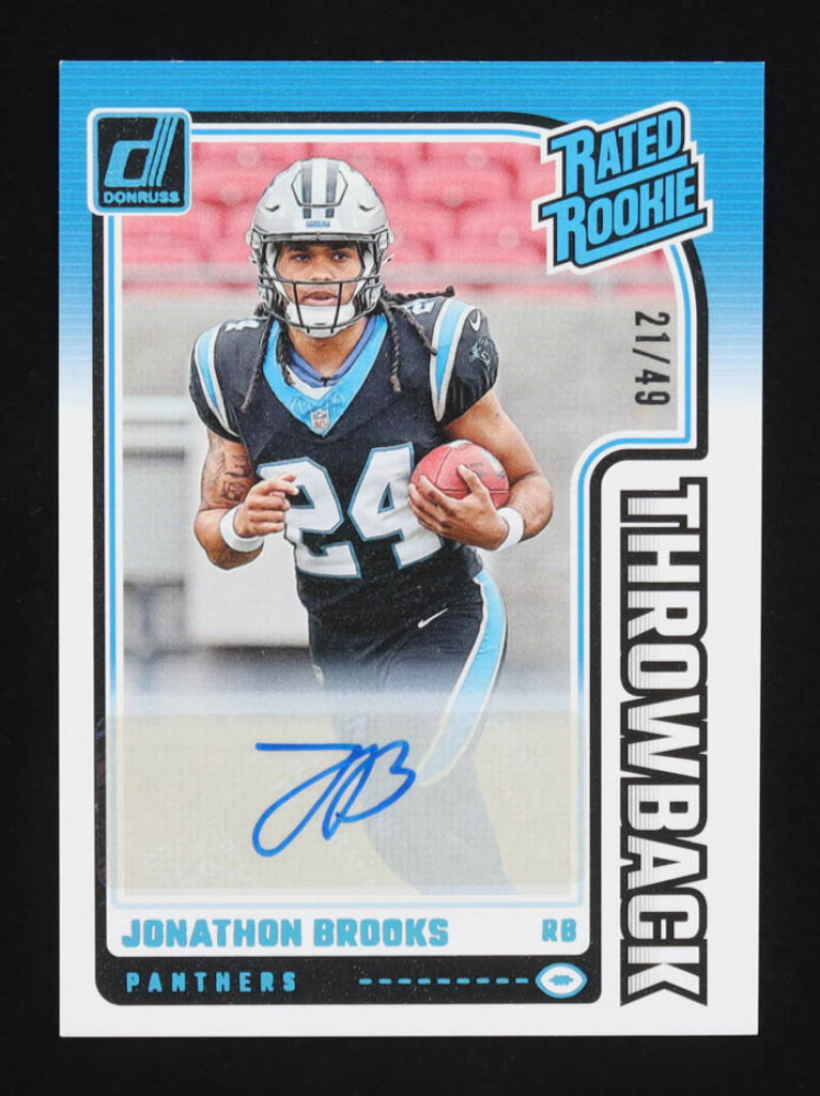 Jonathon Brooks 2024 Donruss Rated Rookies Throwback Autographs #27 RC #21/49