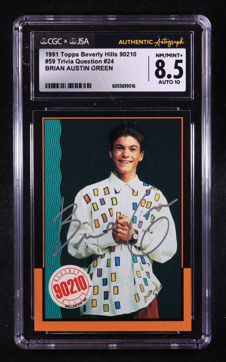 Brian Austin Green Signed 1991 Topps Beverly Hills 90210 Trivia Question #59 #24 (CGC 8.5 | Autograph Graded CGC 10) at PristineAuction.com Brian Austin Green Signed 1991 Topps Beverly Hills 90210 Trivia Question #59 #24 (CGC 8.5 | Autograph Graded CGC 10) at PristineAuction.com