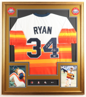 Nolan Ryan Signed Custom Framed Jersey Display Inscribed "The Ryan Express" with (4) Nolan Ryan Pins (PSA) at PristineAuction.com