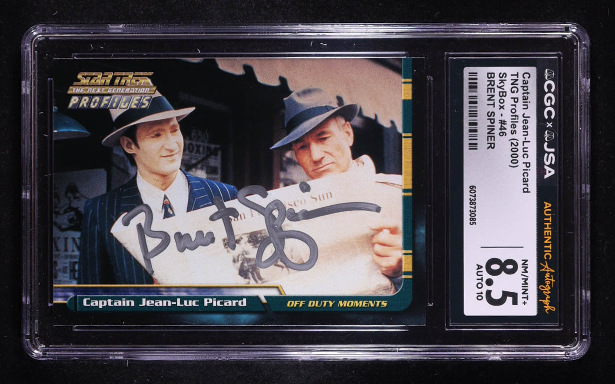 Brent Spiner Signed 2000 Captain Jean-Luc Picard Star Trek TNG The Profiles Skybox #46 (CGC 8.5 | Autograph Graded CGC 10) at PristineAuction.com Brent Spiner Signed 2000 Captain Jean-Luc Picard Star Trek TNG The Profiles Skybox #46 (CGC 8.5 | Autograph Graded CGC 10) at PristineAuction.com