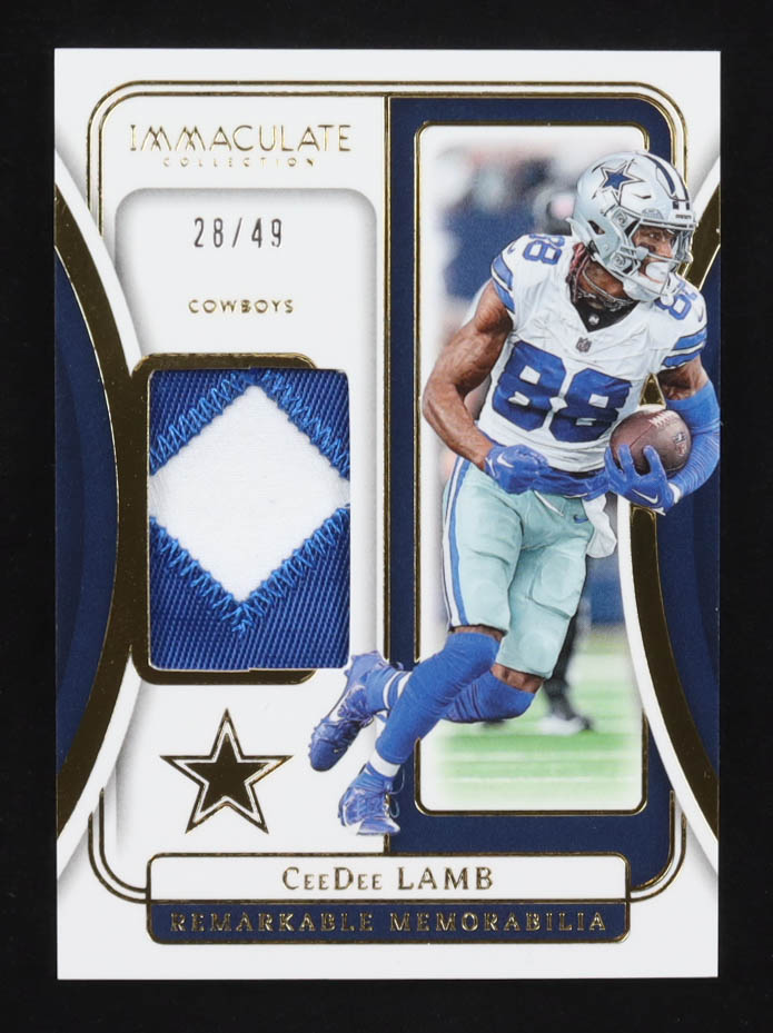 CeeDee Lamb 2024 Immaculate Collection Remarkable Memorabilia #21 #28/49 at PristineAuction.com CeeDee Lamb 2024 Immaculate Collection Remarkable Memorabilia #21 #28/49 at PristineAuction.com