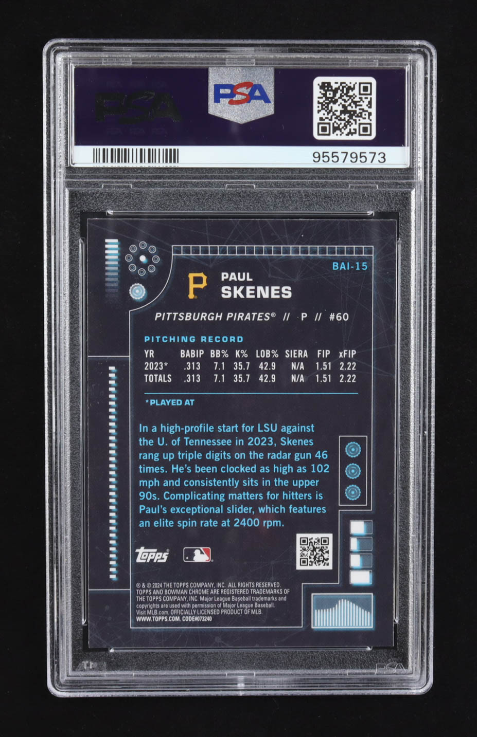 Paul Skenes 2024 Bowman Chrome Bowman AI #BAI15 RC (PSA 9) at PristineAuction.com Paul Skenes 2024 Bowman Chrome Bowman AI #BAI15 RC (PSA 9) at PristineAuction.com