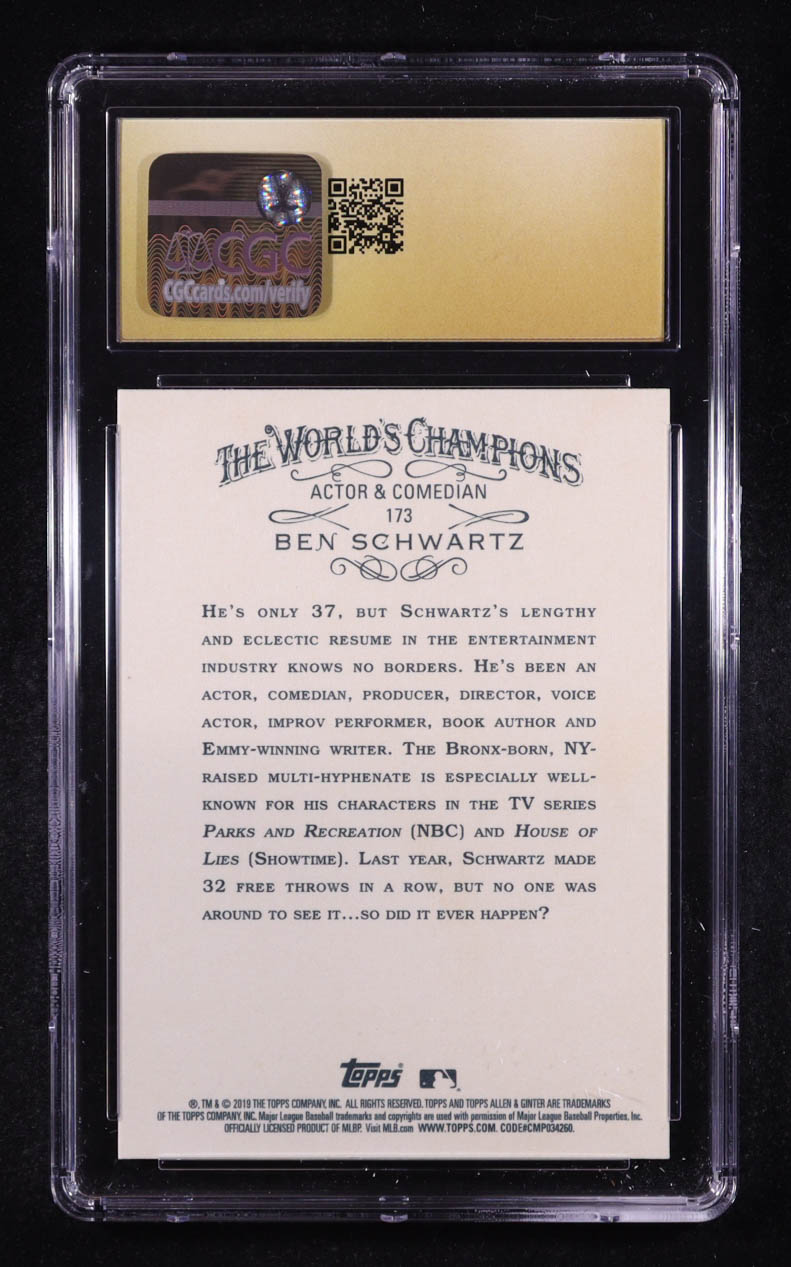 Ben Schwartz Signed 2019 Topps Allen & Ginter #173 (CGC Black Pristine Label 10 | Autograph Graded CGC 9) at PristineAuction.com Ben Schwartz Signed 2019 Topps Allen & Ginter #173 (CGC Black Pristine Label 10 | Autograph Graded CGC 9) at PristineAuction.com