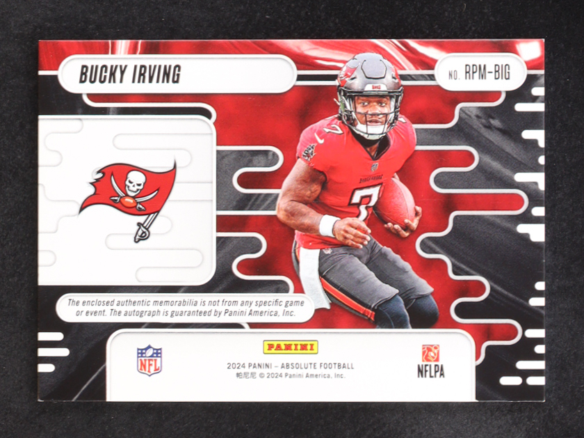 Bucky Irving 2024 Absolute Rookie Premiere Materials Autographs #28 RC #20/399 at PristineAuction.com Bucky Irving 2024 Absolute Rookie Premiere Materials Autographs #28 RC #20/399 at PristineAuction.com