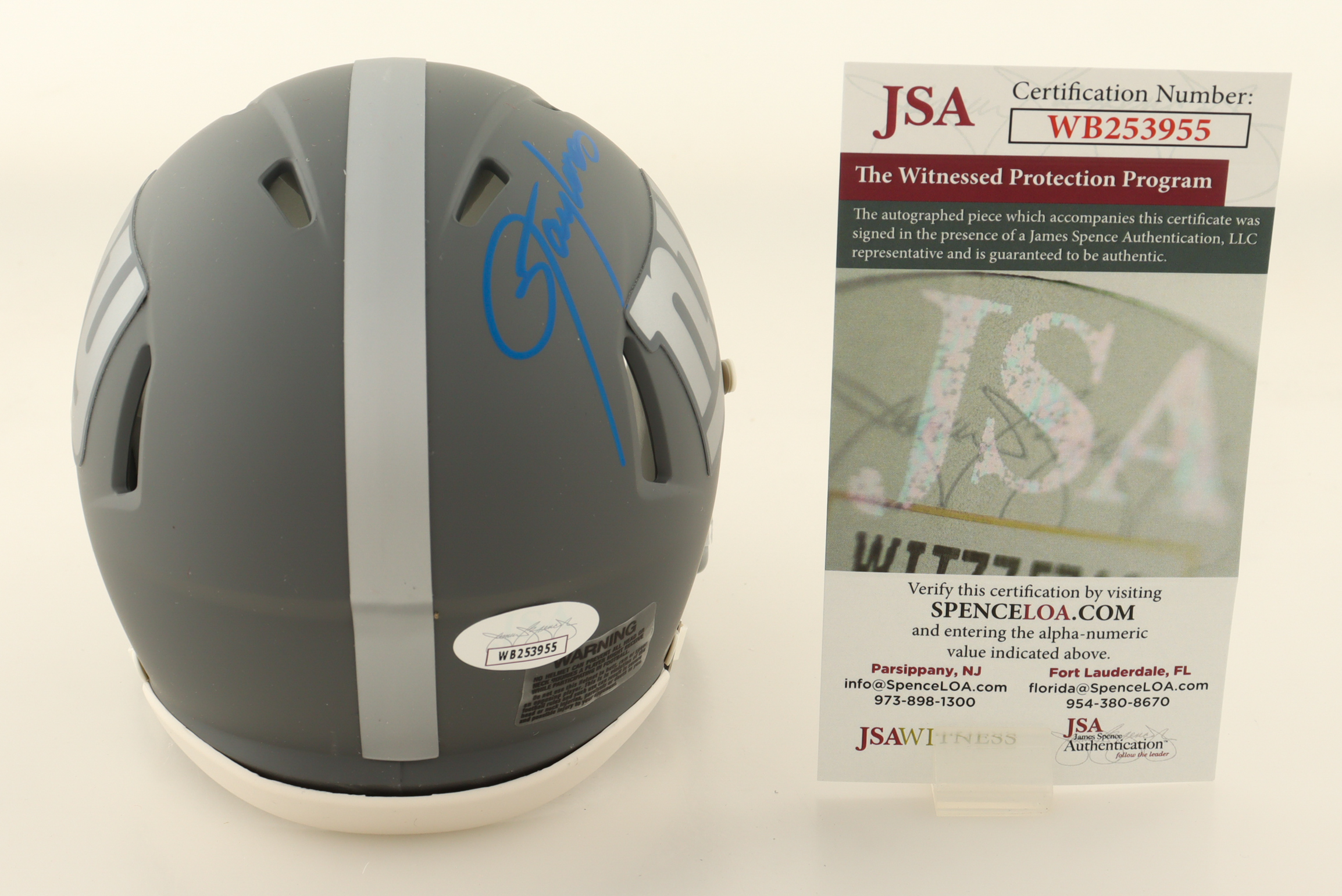 Lawrence Taylor Signed Giants Slate Alternate Speed Mini Helmet (JSA) at PristineAuction.com Lawrence Taylor Signed Giants Slate Alternate Speed Mini Helmet (JSA) at PristineAuction.com