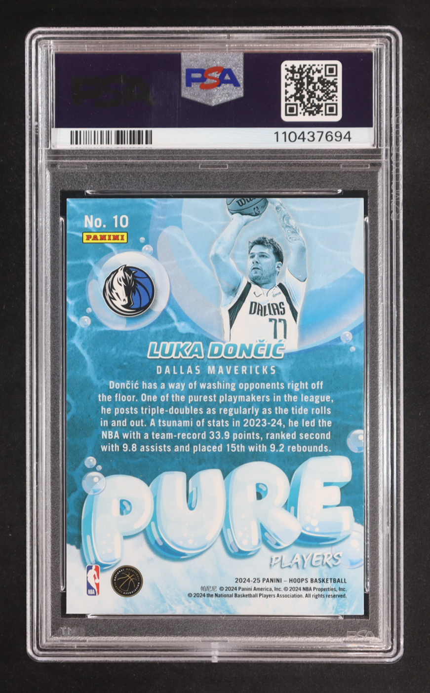 Luka Doncic 2024-25 Hoops Pure Players #10 (PSA 9) at PristineAuction.com Luka Doncic 2024-25 Hoops Pure Players #10 (PSA 9) at PristineAuction.com