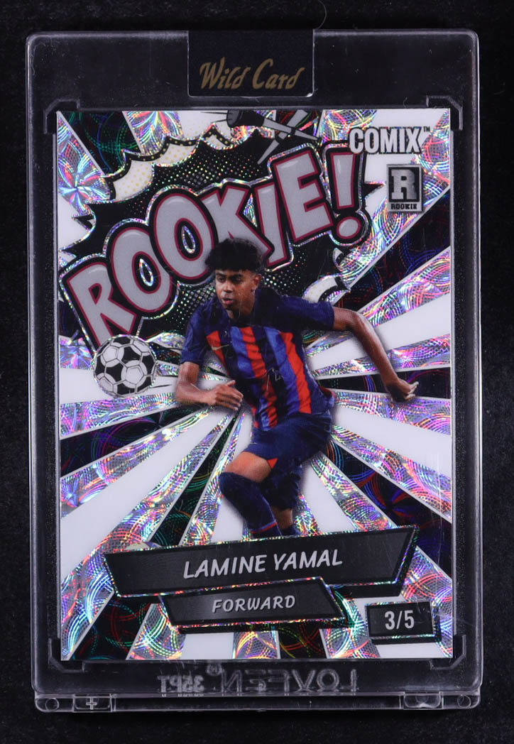 Lamine Yamal 2024 Wild Card Comix Rookie! Kaleidoscope Silver #LY10 #3/5 RC at PristineAuction.com Lamine Yamal 2024 Wild Card Comix Rookie! Kaleidoscope Silver #LY10 #3/5 RC at PristineAuction.com