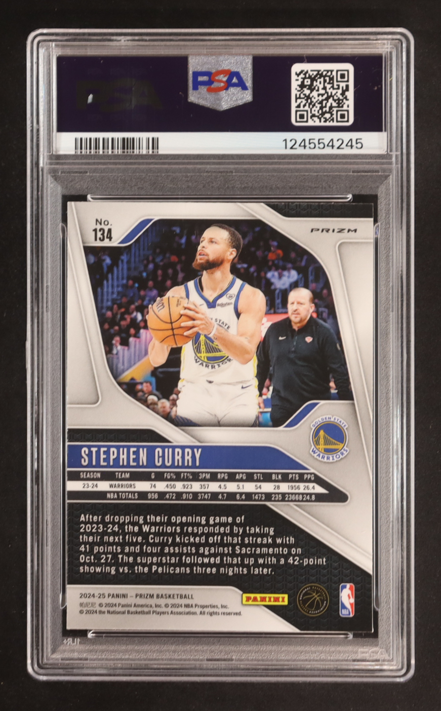 Stephen Curry 2024-25 Panini Prizm Prizms Ruby Wave #134 (PSA 9) at PristineAuction.com Stephen Curry 2024-25 Panini Prizm Prizms Ruby Wave #134 (PSA 9) at PristineAuction.com