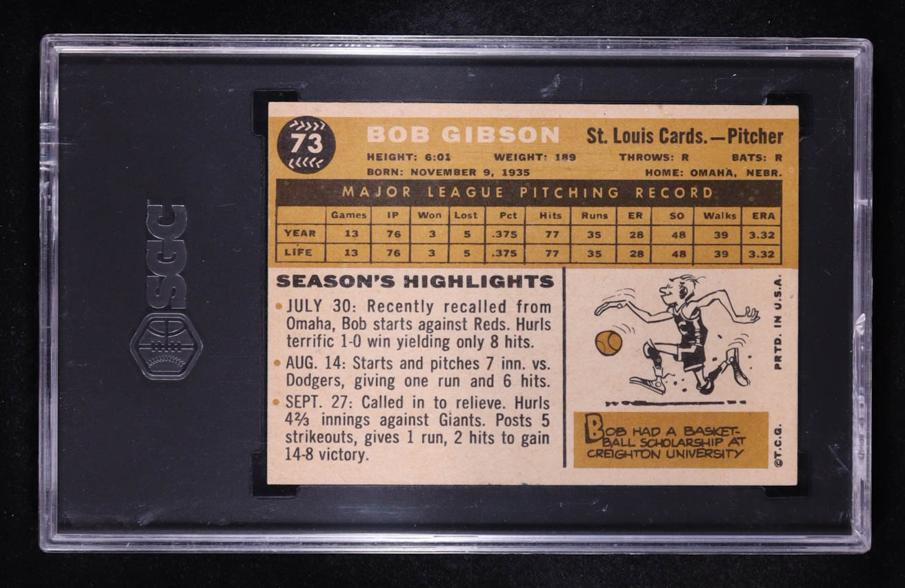 Bob Gibson 1960 Topps #73 (SGC 5) at PristineAuction.com Bob Gibson 1960 Topps #73 (SGC 5) at PristineAuction.com