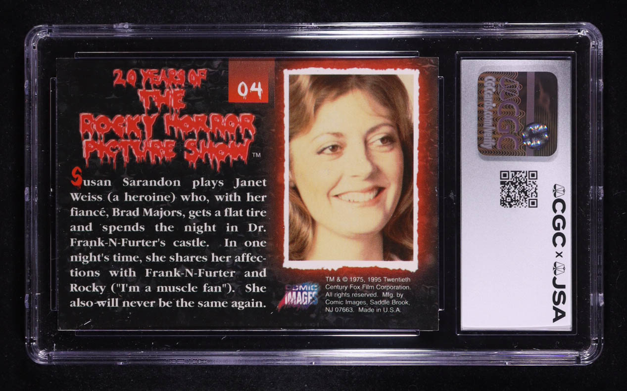 Susan Sarandon Signed 1995 Cosmic Images Rocky Horror Picture Show 20th #04 (CGC 8.5 | Autograph Graded CGC 10) at PristineAuction.com Susan Sarandon Signed 1995 Cosmic Images Rocky Horror Picture Show 20th #04 (CGC 8.5 | Autograph Graded CGC 10) at PristineAuction.com