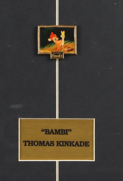 Thomas Kinkade "Bambi" Custom Framed Print Display with Vintage Retired Movie Pin at PristineAuction.com Thomas Kinkade "Bambi" Custom Framed Print Display with Vintage Retired Movie Pin at PristineAuction.com