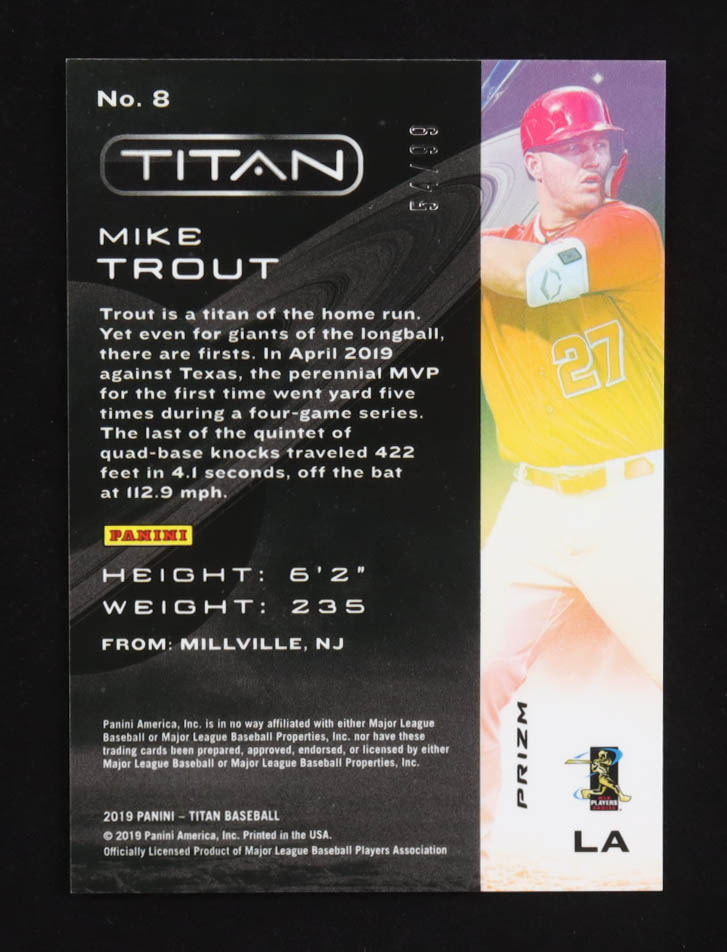 Mike Trout 2019 Panini Titan Blue Ice #8 #54/99 at PristineAuction.com Mike Trout 2019 Panini Titan Blue Ice #8 #54/99 at PristineAuction.com