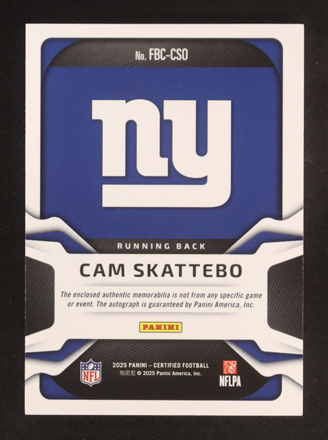 Cam Skattebo 2025 Certified Freshman Fabric Mirror Signatures Green #8 #12/25 RC at PristineAuction.com Cam Skattebo 2025 Certified Freshman Fabric Mirror Signatures Green #8 #12/25 RC at PristineAuction.com