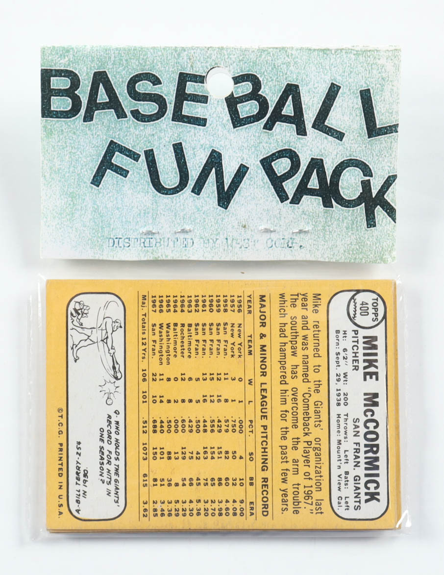 1968 Topps Baseball Card Fun Pack with (10) Cards at PristineAuction.com 1968 Topps Baseball Card Fun Pack with (10) Cards at PristineAuction.com