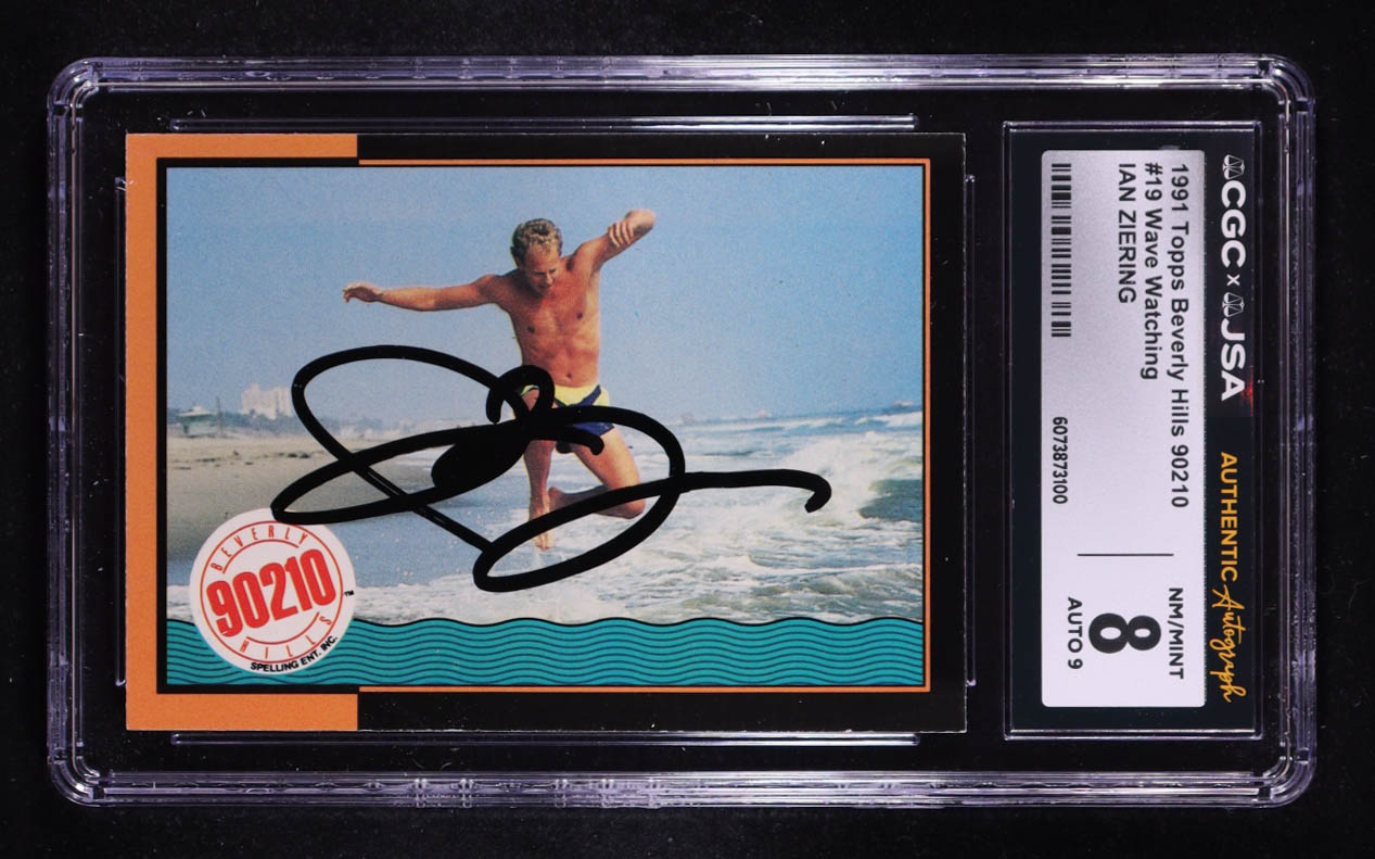 Ian Ziering Signed 1991 Topps Beverly Hills 90210 Wave Watching #19 (CGC 8 | Autograph Graded CGC 9) at PristineAuction.com Ian Ziering Signed 1991 Topps Beverly Hills 90210 Wave Watching #19 (CGC 8 | Autograph Graded CGC 9) at PristineAuction.com