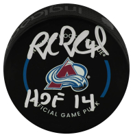 Rob Blake Signed Avalanche Logo Hockey Puck Inscribed "HOF 14" (Schwartz) at PristineAuction.com