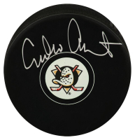 Emilio Estevez Signed Mighty Ducks Team Logo Hockey Puck (Schwartz) at PristineAuction.com