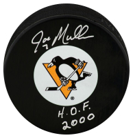 Joe Mullen Signed Penguins Logo Hockey Puck Inscribed "H.O.F. 2000" (Schwartz) at PristineAuction.com
