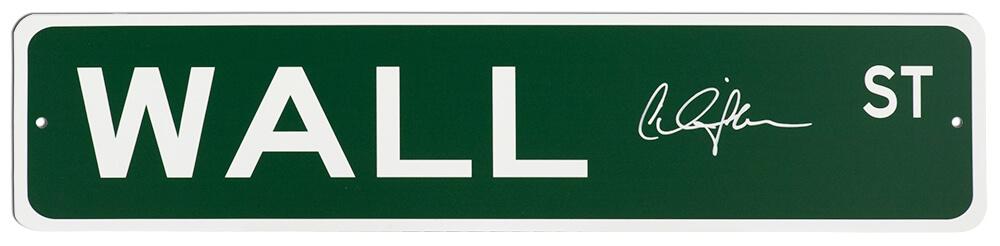 Charlie Sheen Signed "Wall Street" 4x18 Aluminum Street Sign (Schwartz) at PristineAuction.com Charlie Sheen Signed "Wall Street" 4x18 Aluminum Street Sign (Schwartz) at PristineAuction.com
