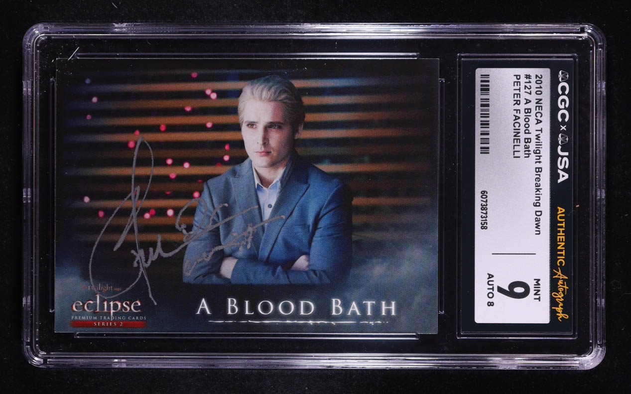 Peter Facinelli Signed 2010 Neca Twilight Breaking Dawn A Blood Bath #127 (CGC 9 | Autograph Graded CGC 8) at PristineAuction.com Peter Facinelli Signed 2010 Neca Twilight Breaking Dawn A Blood Bath #127 (CGC 9 | Autograph Graded CGC 8) at PristineAuction.com