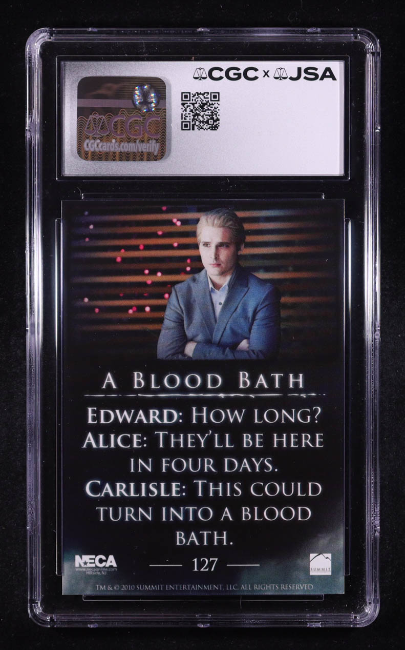 Peter Facinelli Signed 2010 Neca Twilight Breaking Dawn A Blood Bath #127 (CGC 9 | Autograph Graded CGC 8) at PristineAuction.com Peter Facinelli Signed 2010 Neca Twilight Breaking Dawn A Blood Bath #127 (CGC 9 | Autograph Graded CGC 8) at PristineAuction.com