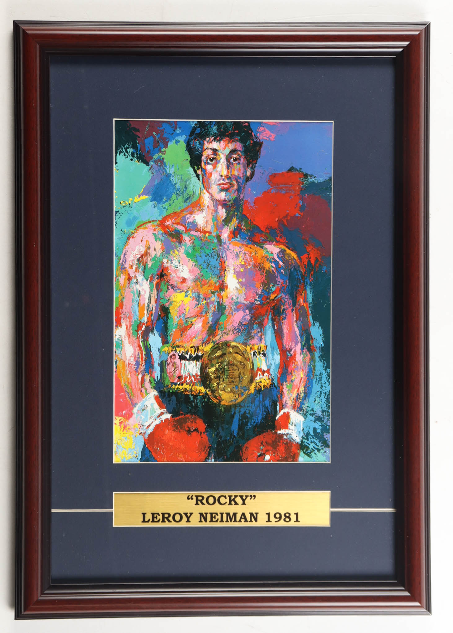 'Rocky" Custom Framed Leroy Neiman Art Print Display at PristineAuction.com 'Rocky" Custom Framed Leroy Neiman Art Print Display at PristineAuction.com