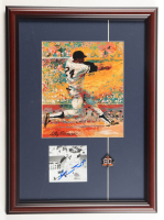 Willie Mays Signed Custom Framed Photo Display with Leroy Neiman Art Print (PSA) at PristineAuction.com