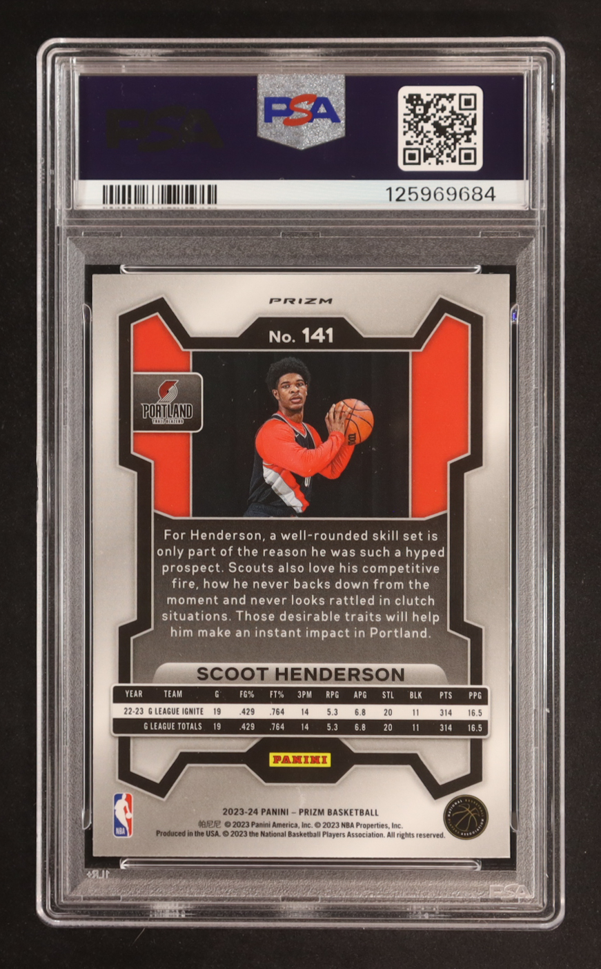 Scoot Henderson 2023-24 Panini Prizm Prizms Choice Green #141 RC (PSA 9) at PristineAuction.com Scoot Henderson 2023-24 Panini Prizm Prizms Choice Green #141 RC (PSA 9) at PristineAuction.com