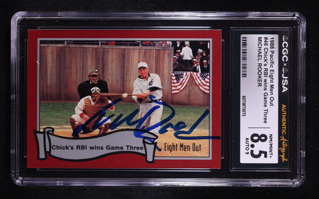 Michael Rooker Signed 1988 Pacific Eight Men Out Arnold "Chick" RBI Wins Game Three #46 (CGC 8.5 | Autograph Graded CGC 9) at PristineAuction.com Michael Rooker Signed 1988 Pacific Eight Men Out Arnold "Chick" RBI Wins Game Three #46 (CGC 8.5 | Autograph Graded CGC 9) at PristineAuction.com