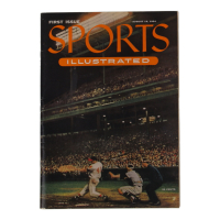1954 First Issue "Sports Illustrated" Magazine with 1954 Topps Uncut Card Sheet at PristineAuction.com