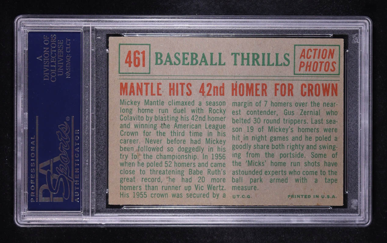 Mickey Mantle 1959 Topps #461 BT/42nd Homer (PSA 5) at PristineAuction.com Mickey Mantle 1959 Topps #461 BT/42nd Homer (PSA 5) at PristineAuction.com