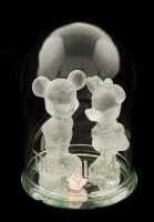 Disneyland Mickey & Minnie Mouse On Site Souvenir Crystal Figurine Set with Cherry Wood Display Case at PristineAuction.com