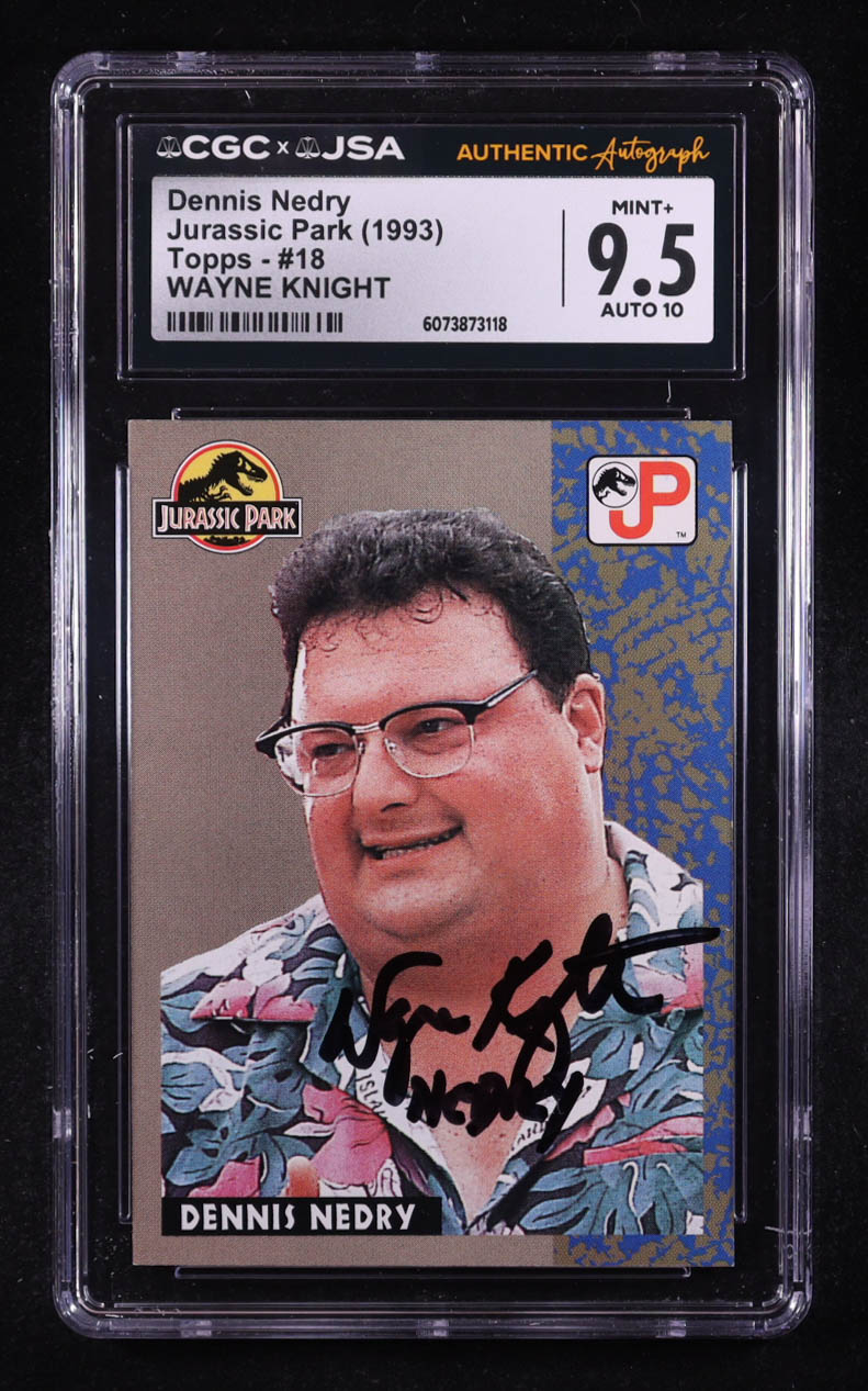 Wayne Knight Signed 1993 Topps Jurassic Park #18 (CGC 9.5 | Autograph Graded CGC 10) at PristineAuction.com Wayne Knight Signed 1993 Topps Jurassic Park #18 (CGC 9.5 | Autograph Graded CGC 10) at PristineAuction.com