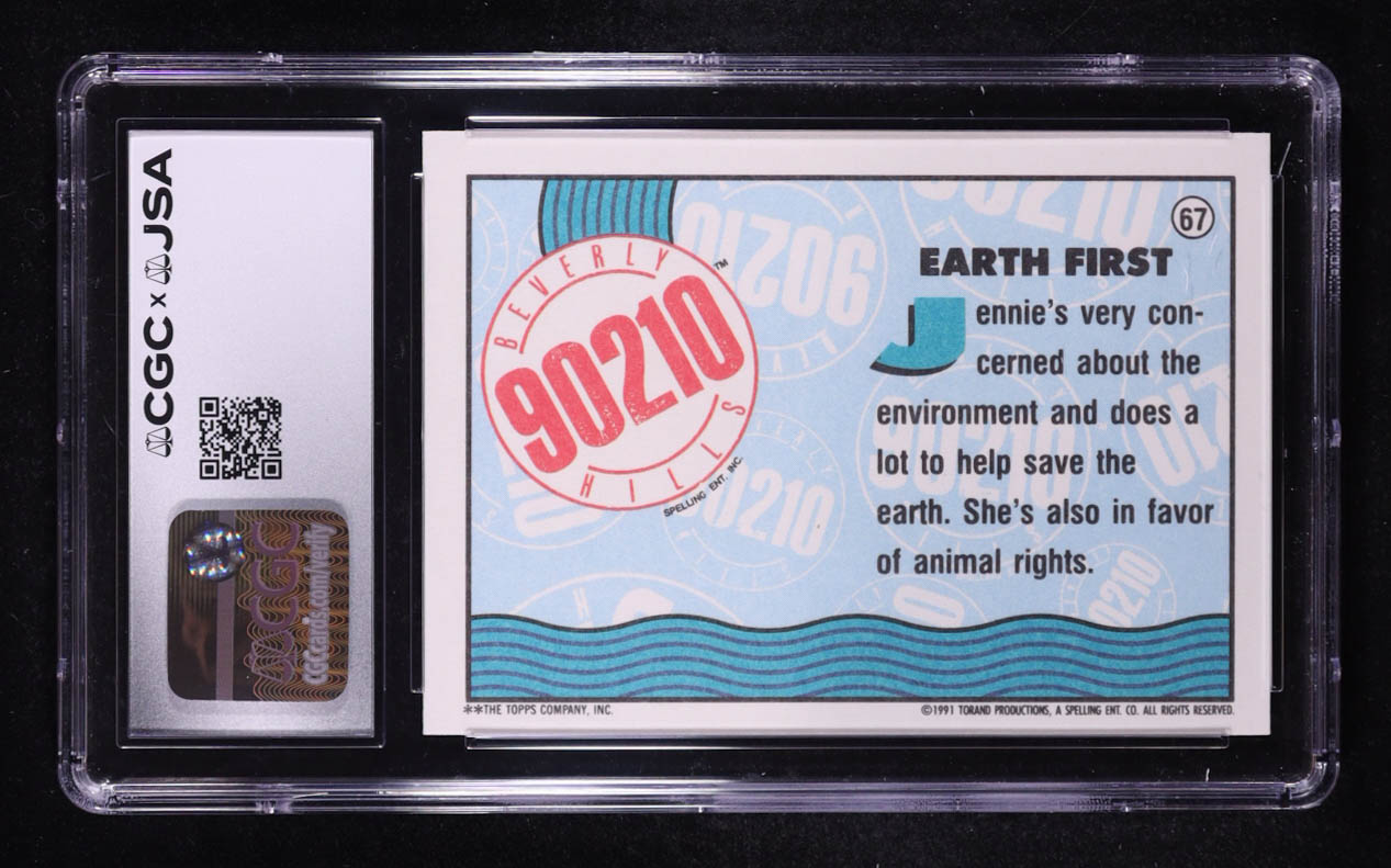 Jennie Garth Signed 1991 Topps Beverly Hills 90210 Earth First #67 (CGC 9 | Autograph Graded CGC 9) at PristineAuction.com Jennie Garth Signed 1991 Topps Beverly Hills 90210 Earth First #67 (CGC 9 | Autograph Graded CGC 9) at PristineAuction.com