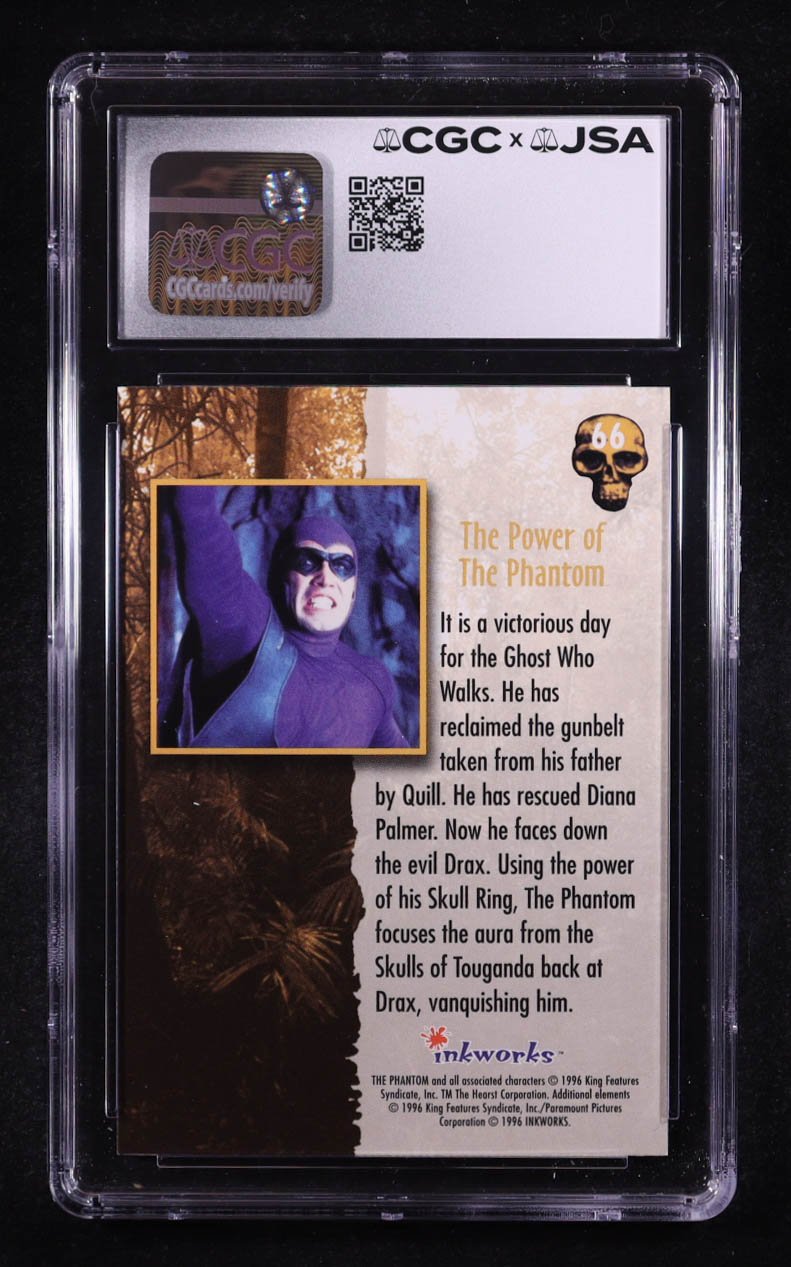Billy Zane Signed 1996 Inkworks The Phantom Movie The Power of The Phantom #73 (CGC 9 | Autograph Graded CGC 9) at PristineAuction.com Billy Zane Signed 1996 Inkworks The Phantom Movie The Power of The Phantom #73 (CGC 9 | Autograph Graded CGC 9) at PristineAuction.com