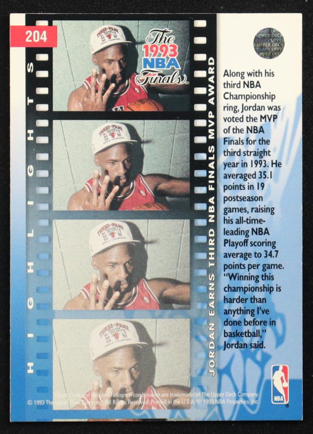 Michael Jordan 1993-94 Upper Deck #204 FIN at PristineAuction.com Michael Jordan 1993-94 Upper Deck #204 FIN at PristineAuction.com