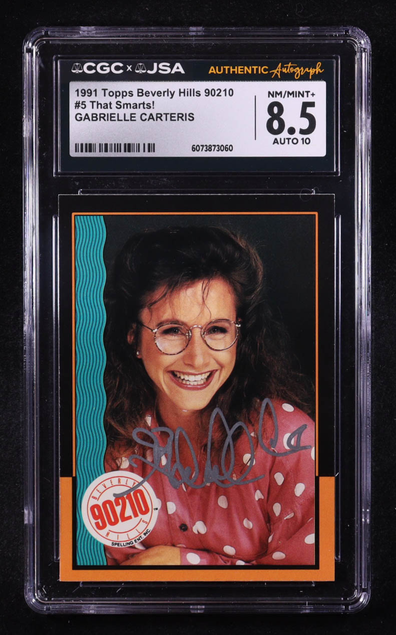 Gabrielle Carters Signed 1991 Topps Beverly Hills 90210 That Smarts! #5 (CGC 8.5 | Autograph Graded CGC 10) at PristineAuction.com Gabrielle Carters Signed 1991 Topps Beverly Hills 90210 That Smarts! #5 (CGC 8.5 | Autograph Graded CGC 10) at PristineAuction.com