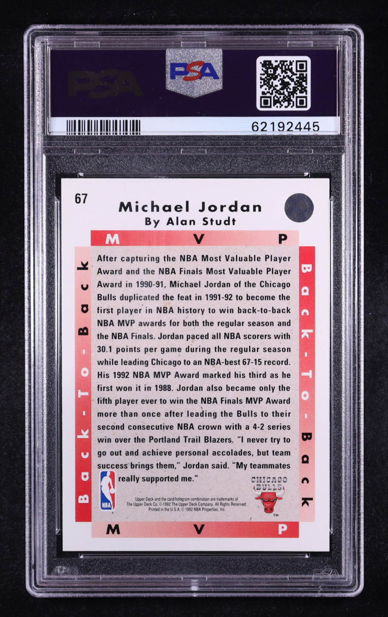 Michael Jordan 1992-93 Upper Deck #67 MVP (PSA 9) at PristineAuction.com Michael Jordan 1992-93 Upper Deck #67 MVP (PSA 9) at PristineAuction.com