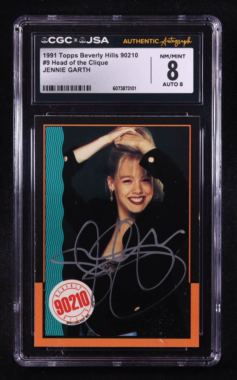 Jennie Garth Signed 1991 Topps Beverly Hills 90210 Head of the Clique #9 (CGC 8 | Autograph Graded CGC 8) at PristineAuction.com Jennie Garth Signed 1991 Topps Beverly Hills 90210 Head of the Clique #9 (CGC 8 | Autograph Graded CGC 8) at PristineAuction.com