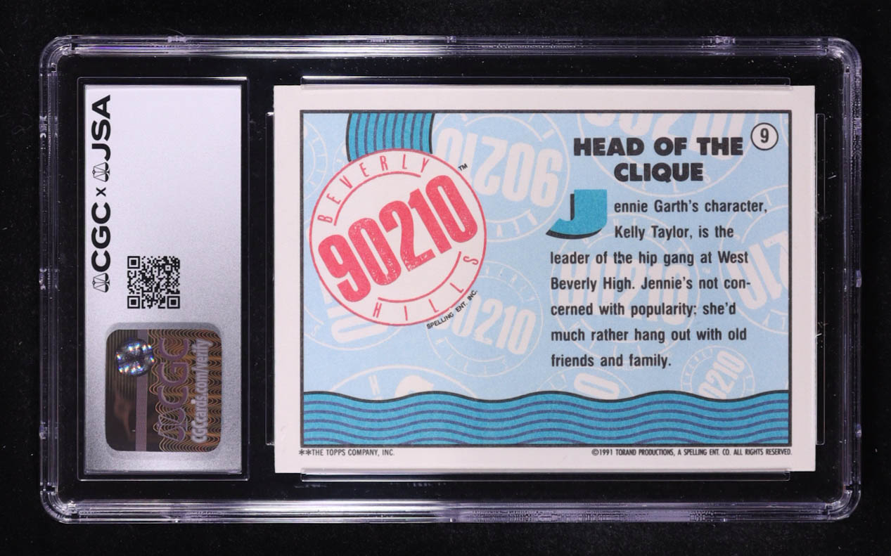 Jennie Garth Signed 1991 Topps Beverly Hills 90210 Head of the Clique #9 (CGC 8 | Autograph Graded CGC 8) at PristineAuction.com Jennie Garth Signed 1991 Topps Beverly Hills 90210 Head of the Clique #9 (CGC 8 | Autograph Graded CGC 8) at PristineAuction.com