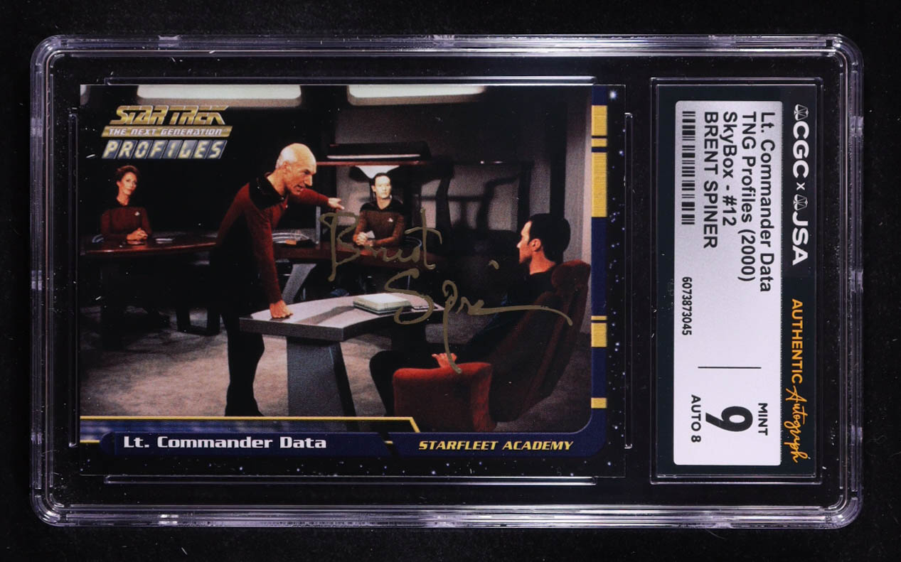 Brent Spiner Signed 2000 Lt. Commander Data Star Trek TNG Profiles Skybox #12 (CGC 9 | Autograph Graded CGC 8) at PristineAuction.com Brent Spiner Signed 2000 Lt. Commander Data Star Trek TNG Profiles Skybox #12 (CGC 9 | Autograph Graded CGC 8) at PristineAuction.com