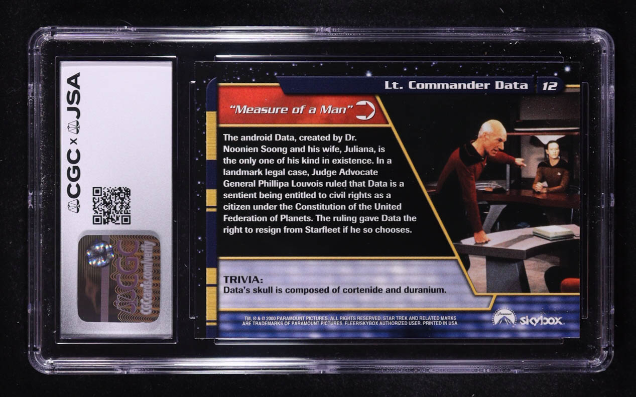 Brent Spiner Signed 2000 Lt. Commander Data Star Trek TNG Profiles Skybox #12 (CGC 9 | Autograph Graded CGC 8) at PristineAuction.com Brent Spiner Signed 2000 Lt. Commander Data Star Trek TNG Profiles Skybox #12 (CGC 9 | Autograph Graded CGC 8) at PristineAuction.com