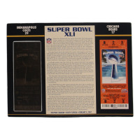 Super Bowl XLI Commemorative Score Card with 23KT Gold Ticket Framed Display at PristineAuction.com