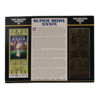 Super Bowl XXXIX Commemorative Score Card with 23KT Gold Ticket Framed Display at PristineAuction.com